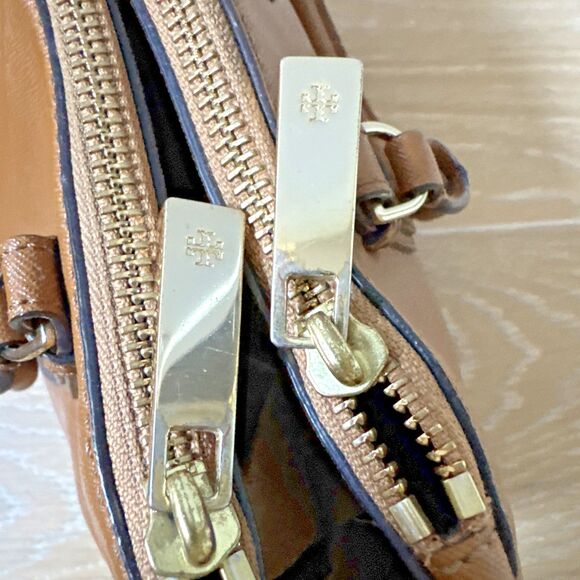 Tory Burch Tigers Eye Brown Saffiano Leather Robinson Multi  Crossbody Bag Tote - Picture 8 of 16